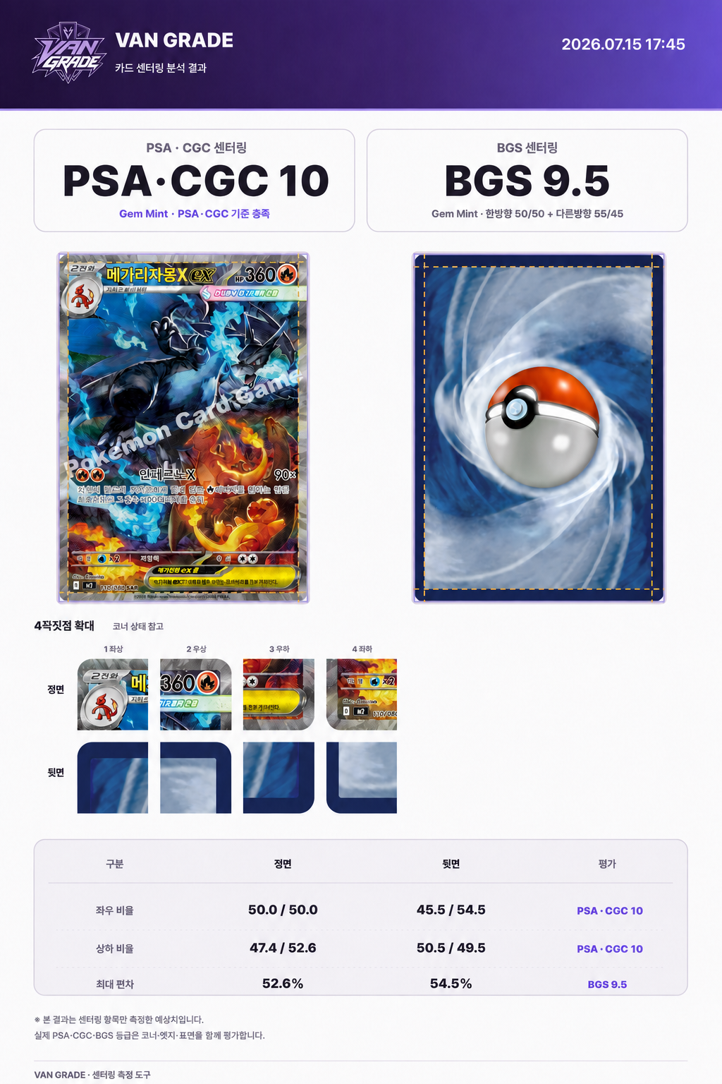 VAN GRADE sample centering report